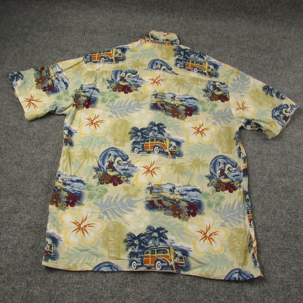 Vintage Walt Disney World Shirt Mens Small Blue Rayon Hawaiian Mickey Mouse 90s - Picture 3 of 11